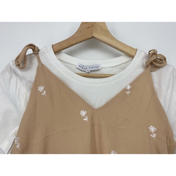 English Factory Cream White Self-Tie Tank Top Cotton T-Shirt - Picture 4 of 10